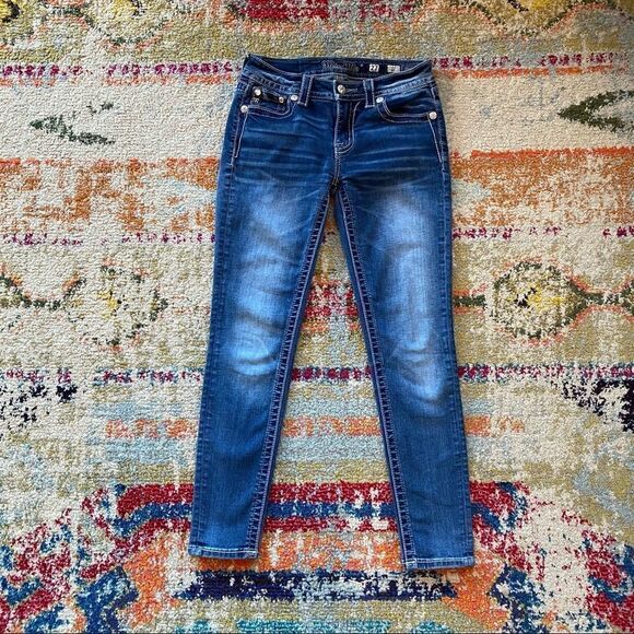 Miss Me Rhinestone Sequin Mid-Rise Skinny Jeans - Picture 2 of 13